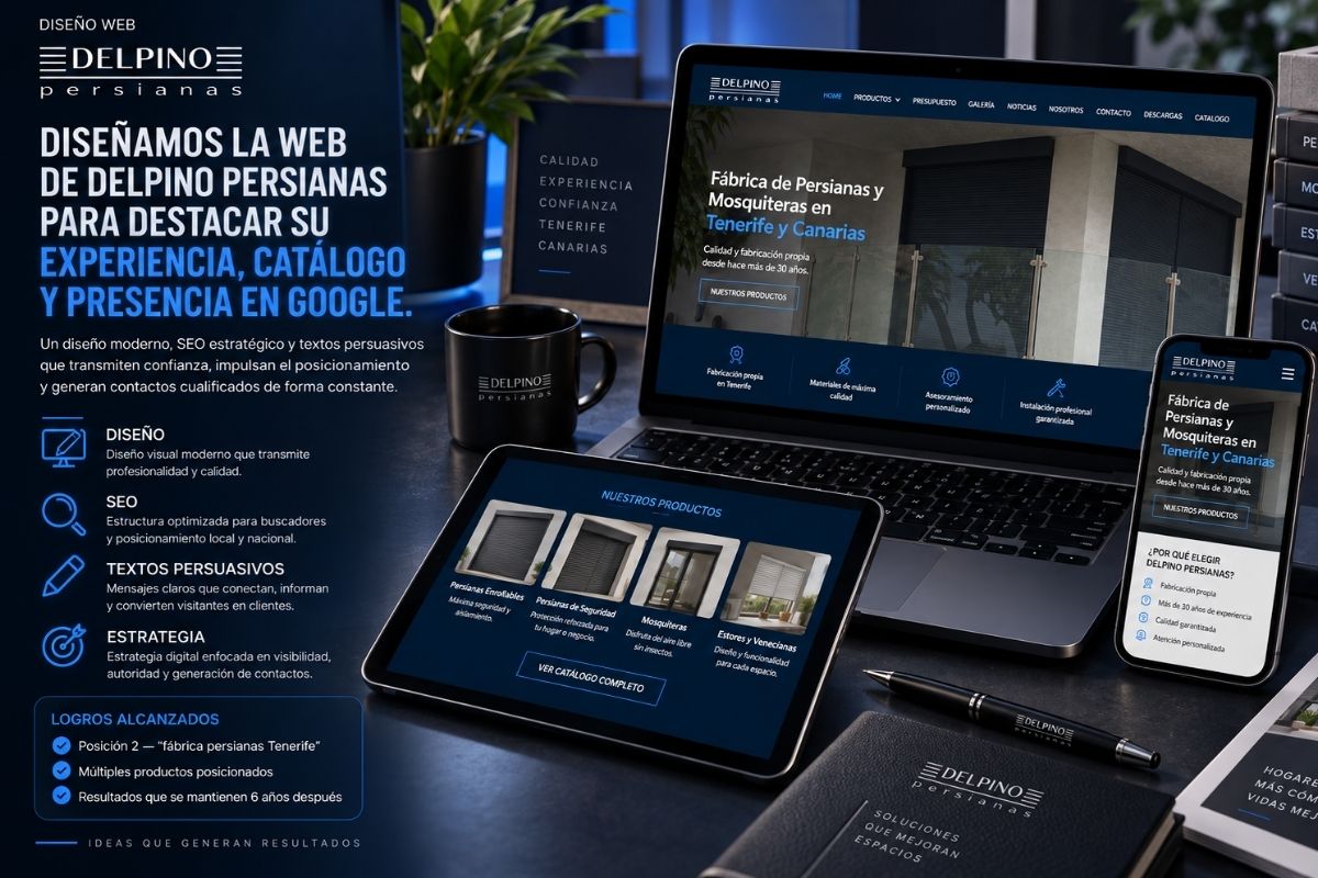 Web de Persianas Delpino, fábrica de persianas y mosquiteras en Tenerife