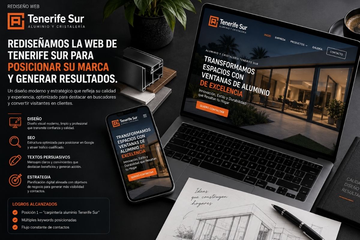 Web de AC Tenerife Sur, carpintería de aluminio en Tenerife Sur