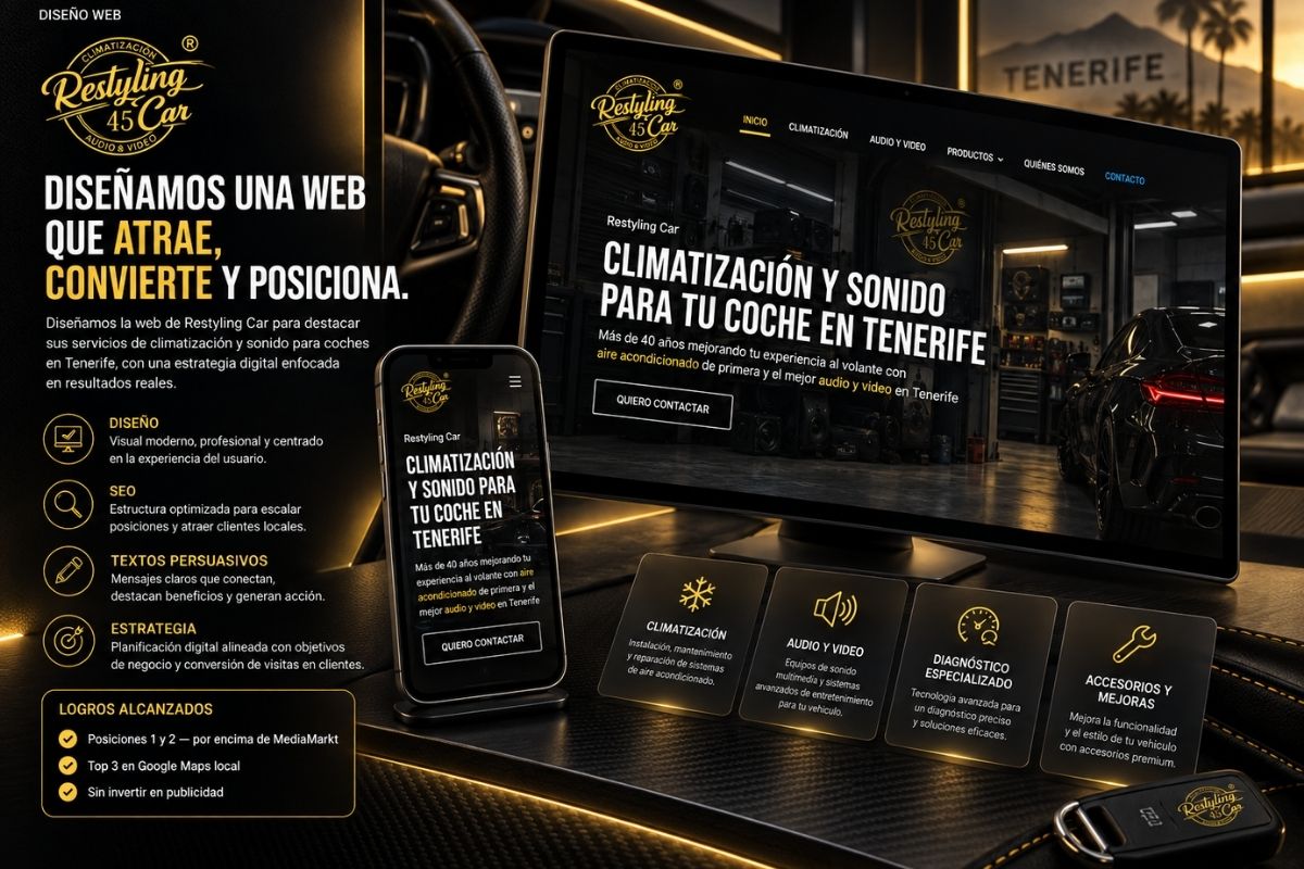 Web de Restyling Car, electrónica del automóvil en Tenerife