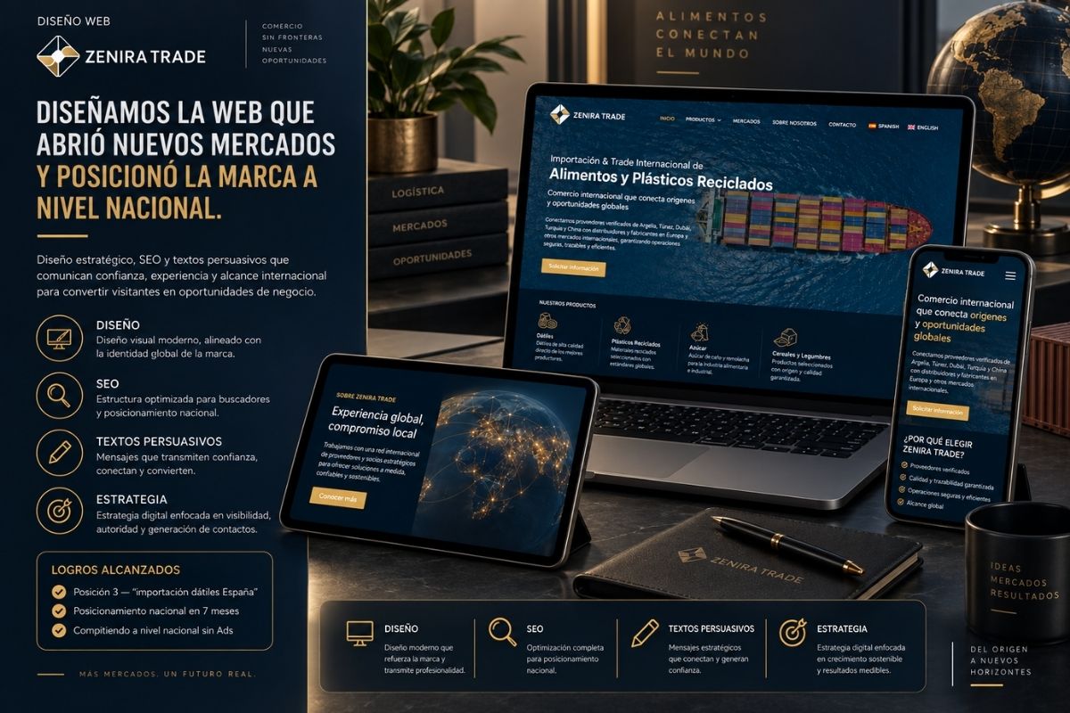 Web de Zenira Trade, empresa de importación y exportación de alimentación
